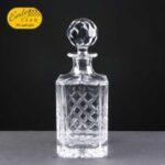 Earle Crystal Square Decanter With Panel For Engraving In White Cardboard Box - £60.00 Including Engraving
