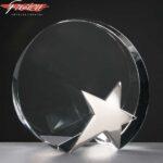 Fusion Crystal Circle With Star Crystal Award In Velvet Lined Presentation Case
