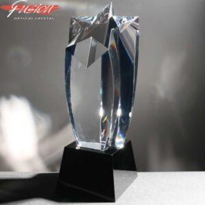 Fusion Crystal Shooting Star Crystal Awards In Velvet Lined Presentation Case