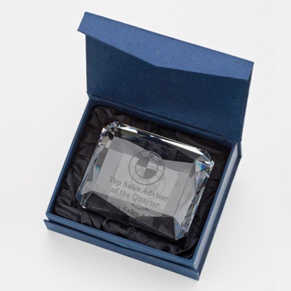 Lincoln Crystal Engraved Glass Paperweights In Presentation Box. Price Includes Engraving.