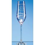 Engraved Champagne Glasses- Single Pink Diamante Champagne Flute with Spiral Design Cutting